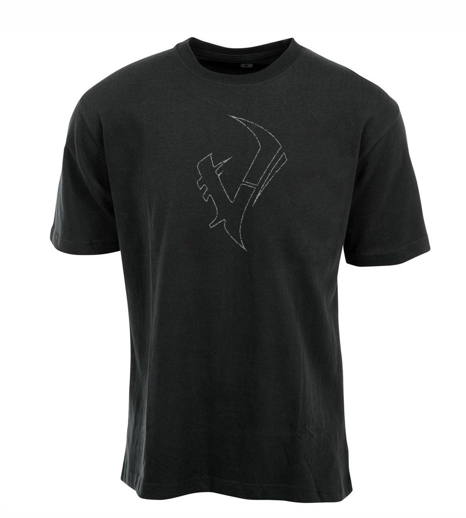 Black hunting t-shirt with white outline graphic, ideal for outdoor gear and hunting apparel